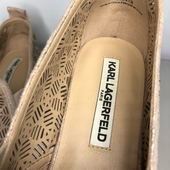 Karl Lagerfeld Rose Gold Leather Cut Out Cap Toe Slip On Sneaker Shoes Women 41B - Picture 12 of 16